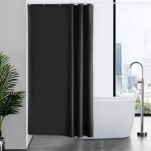 Waschbarer Duschvorhang, wasserdichter Stoff, dunkelgrau, schimmelhemmender Badevorhang aus Polyestertextil, 120 x 200 cm, mit 8 Haken