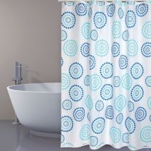 Rideau de douche Polyester dots 180x200cm QUALITà‰ premium Bleu - Anneaux inclus MSV