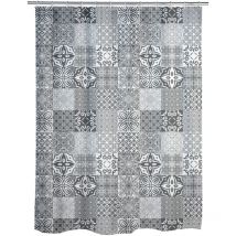 Rideau de douche original Portugal, Rideau de douche 180x200 cm, lavable en machine et waterproof, 12 anneaux rideau de douche en plastique blanc
