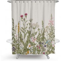 Rideau de Douche, Rideaux de douche Tissu de polyester de rideau de baignoire anti-moisissure, antibactérien et lavable avec 12 anneaux de rideau de