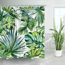 Ahlsen Rideau de douche tropical, rideau de douche Vert, rideau de douche végétale, rideau de douche foliaire, ensemble de rideau de douche végétale