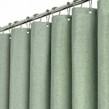 Lablanc - Rideau de douche vert sauge, ensemble de rideaux de douche en tissu épais texturé en lin avec 12 crochets en plastique, résistant à la