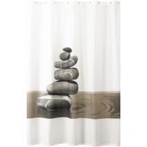 Rideau de douche zen tissu 180x200 gris