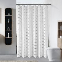 Rideau de douche(Blanc), rideau de douche de salle de bain ferme avec crochet de rideau de douche