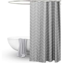 Rideau De Douche Motif Géométrique Gris Rideau De Bain Lavable Hydrofuge Anti-moisissure Avec Crochets (180x180cm), Ensoleillé