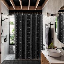 Linghhang - Rideau de douche(Noir), rideau de douche de salle de bain ferme avec crochet de rideau de douche