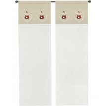 Rideau de Fenêtre Couple 2 pcs Porte Intérieure Tissu semi-transparent Coeur Shabby Chic Rouge - 60x150 cm