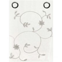 Rideau de Fenêtre Couple 2 pcs Porte Intérieure Tissu semi-transparent Fleurs Gris - 140x280 cm