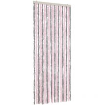 Rideau anti-mouches gris argenté et rose 56x185 cm chenille