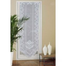 Rideau de Porte en Dentelle, 60cm x 180cm Rideaux en Voile de Fenêtre Semi Transparents, Rideau Brodé pour Décoration Maison Salon, Chambre, Blanc