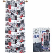 Rideau de Porte et Fenêtre Moderne Filtrant 1 Panneau 140x290 cm Acier Oeillets - London
