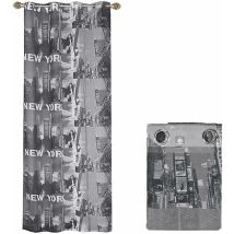 Rideau de Porte et Fenêtre Moderne Filtrant 1 Panneau 140x290 cm Acier Oeillets - New York