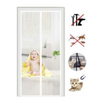 Rideau de porte moustiquaire anti-moustique 210x100 cm, rideau magnétique de moustiquaire de porte,Blanc