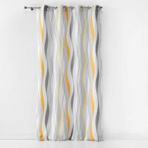 Rideau déco a oeillets 140 x 260 cm polyester imprime Ondulys Jaune/Blanc