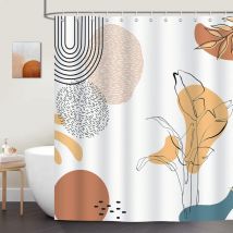 Rideau Douche Résistant aux Moisissures Rideau de Bain Feuilles de Bohème Moderne Minimaliste Baignoire Polyester Lavable - 180x180CM