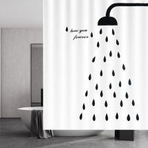 Cyslmuk - Rideau Douche, Rideau de Douche 180x200 cm, Rideaux de Douche Séchage Rapide, Rideau de Douche Anti Moisissure Tissu Imperméable Lavable