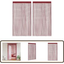 Rideau en fils 2 pcs 100 x 250 cm Bordeaux - Rideaux Bordeaux - Rideaux Décoration Intérieure - Rideaux Salon - Rideaux Chambre - Rideaux Facile à