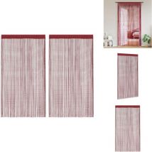 Rideau en fils 2 pcs 100 x 250 cm Bordeaux - Rideaux Bordeaux - Rideaux Décoration Intérieure - Rideaux Salon - Rideaux Chambre - Rideaux Facile à