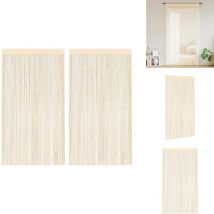 Rideau en fils 2 pcs 100 x 250 cm Crème - Rideaux - Décoration Intérieure - Rideaux Créme - Rideaux En Fil - Rideaux Facile à Installer