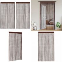 Rideau en fils 2 pcs 100 x 250 cm Marron - Rideaux - Décoration Intérieure - Rideaux En Fils - Rideaux Marron - Rideaux Salon - Home & Living
