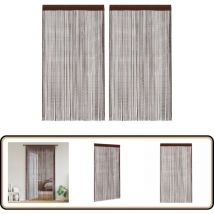 Rideau en fils 2 pcs 100 x 250 cm Marron - Rideaux - Décoration Intérieure - Rideaux En Fils - Rideaux Marron - Rideaux Salon