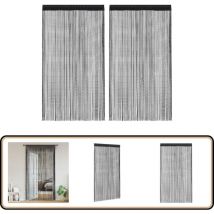 Rideau en fils 2 pcs 100 x 250 cm Noir - Rideaux Noirs - Rideaux Décoration Intérieure - Rideaux Salon - Rideaux Chambre - Rideaux Occultants