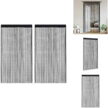 Rideau en fils 2 pcs 100 x 250 cm Noir - Rideaux Noirs - Rideaux Décoration Intérieure - Rideaux Salon - Rideaux Chambre - Rideaux Occultants