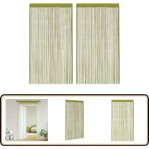 Rideau en fils 2 pcs 100 x 250 cm Vert - Rideaux Verts - Rideaux Décoration Intérieure - Rideaux Salon - Rideaux Chambre - Rideaux Facile à Installer
