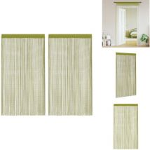 Rideau en fils 2 pcs 100 x 250 cm Vert - Rideaux Verts - Rideaux Décoration Intérieure - Rideaux Salon - Rideaux Chambre - Rideaux Facile à Installer