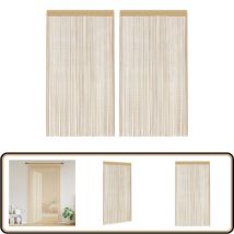 Rideau en fils 2 pcs 140 x 250 cm Beige - Rideaux - Décoration Intérieure - Rideaux En Fils - Rideaux Beige - Rideaux Salon