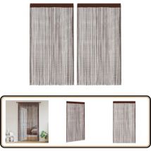 Rideau en fils 2 pcs 140 x 250 cm Marron - Rideaux - Décoration Intérieure - Rideaux En Fils - Rideaux Marron - Rideaux Salon