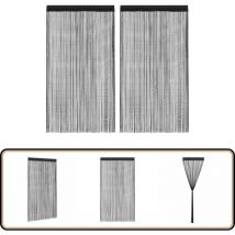Rideau en fils 2 pcs 140 x 250 cm Noir - Rideaux Noirs - Rideaux Décoration Intérieure - Rideaux Salon - Rideaux Chambre - Rideaux Occultants