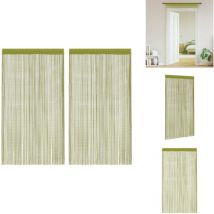 Rideau en fils 2 pcs 140 x 250 cm Vert - Rideaux Verts - Rideaux Décoration Intérieure - Rideaux Salon - Rideaux Chambre - Rideaux Facile à Installer