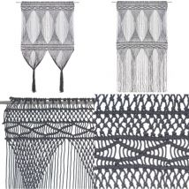 Rideau en macramé Anthracite 140x240 cm Coton - Rideau Macramé - Rideau Décoration Intérieure - Rideau Anthracite - Rideau Coton - Rideau Salon