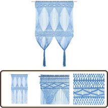 Rideau en macramé Bleu 140x240 cm Coton - Rideau Macramé - Rideau Décoration Intérieure - Rideau Bleu - Rideau Coton - Rideau Salon