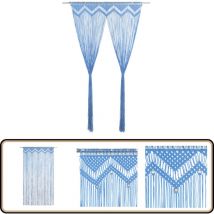 Rideau en macramé Bleu 140x240 cm Coton - Rideau Macramé - Rideau Décoration Intérieure - Rideau Bleu - Rideau Coton - Rideau Salon
