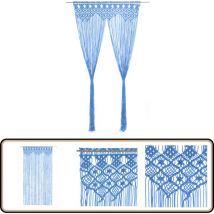 Rideau en macramé Bleu 140x240 cm Coton - Rideau Macramé - Rideau Décoration Intérieure - Rideau Bleu - Rideau Coton - Rideau Salon