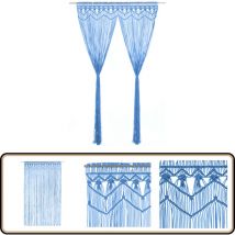 Rideau en macramé Bleu 140x240 cm Coton - Rideau Macramé - Rideau Décoration Intérieure - Rideau Bleu - Rideau Coton - Rideau Salon