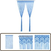 Rideau en macramé Bleu 140x240 cm Coton - Rideau Macramé - Rideau Décoration Intérieure - Rideau Bleu - Rideau Coton - Rideau Salon