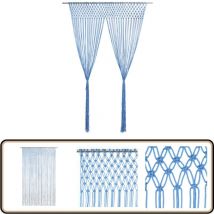 Rideau en macramé Bleu 140x240 cm Coton - Rideau Macramé - Rideau Décoration Intérieure - Rideau Bleu - Rideau Coton - Rideau Salon