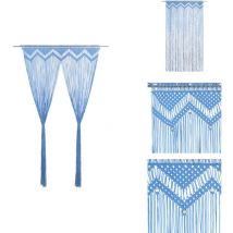 Rideau en macramé Bleu 140x240 cm Coton - Rideau Macramé - Rideau Décoration Intérieure - Rideau Bleu - Rideau Coton - Rideau Salon