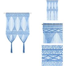 Rideau en macramé Bleu 140x240 cm Coton - Rideau Macramé - Rideau Décoration Intérieure - Rideau Bleu - Rideau Coton - Rideau Salon