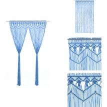 Rideau en macramé Bleu 140x240 cm Coton - Rideau Macramé - Rideau Décoration Intérieure - Rideau Bleu - Rideau Coton - Rideau Salon