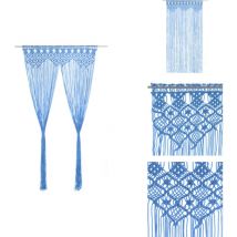 Rideau en macramé Bleu 140x240 cm Coton - Rideau Macramé - Rideau Décoration Intérieure - Rideau Bleu - Rideau Coton - Rideau Salon
