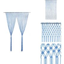 Rideau en macramé Bleu 140x240 cm Coton - Rideau Macramé - Rideau Décoration Intérieure - Rideau Bleu - Rideau Coton - Rideau Salon