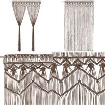 Rideau en macramé Taupe 140x240 cm Coton - Rideau Macramé - Rideau Décoration Intérieure - Rideau Fenêtre - Rideau Porte - Séparation Pièce - Home &