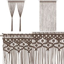 Rideau en macramé Taupe 140x240 cm Coton - Rideau Macramé - Rideau Décoration Intérieure - Rideau Fenêtre - Rideau Porte - Séparation Pièce - Home &