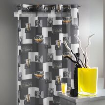 Rideau en Shantung imprimé 'Taxi NY' Gris clair 150x240 cm