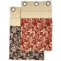 Floralies - Rideau 100% lin à œillets à motifs floraux orange 140x250