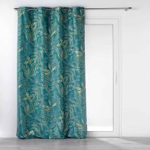 Rideau à œillets 140 x 260 cm Imprimé métallisé Belflor Emeraude/Or